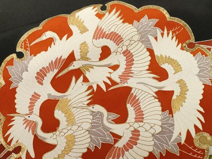 平和屋着物■豪華黒留袖　駒刺繍　雪輪飛鶴吉祥文　金彩　正絹　逸品　CABF9552ev