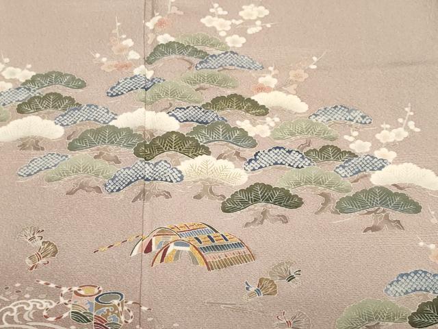 平和屋着物●訪問着　浜松風景文　暈し染め　金銀彩　正絹　逸品　AABH3771cs 平和屋着物□訪問着 浜松風景文 暈し染め 金彩 正絹 逸品 CABF9554ev