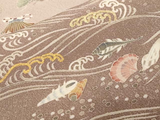 平和屋着物●訪問着　浜松風景文　暈し染め　金銀彩　正絹　逸品　AABH3771cs 平和屋着物□訪問着 浜松風景文 暈し染め 金彩 正絹 逸品 CABF9554ev