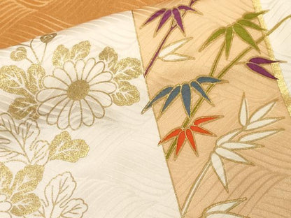 平和屋着物■豪華振袖　駒刺繍　雲取り色紙草花文　金彩　正絹　逸品　CABF9558ev