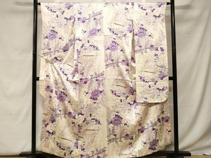 平和屋着物■豪華振袖　几帳草花文　金彩　正絹　逸品　CABF9560ev