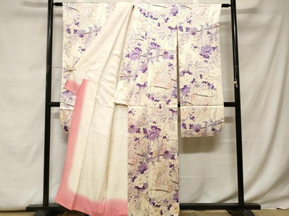 平和屋着物■豪華振袖　几帳草花文　金彩　正絹　逸品　CABF9560ev