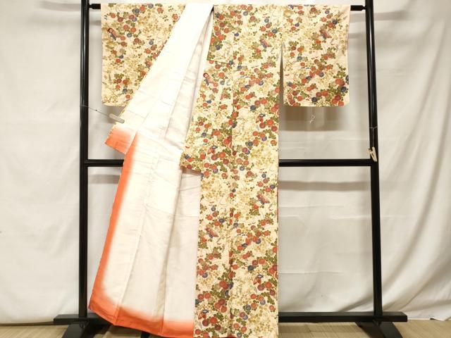 平和屋着物■上質な小紋　花蝶文　正絹　逸品　未使用　CABF9564ev