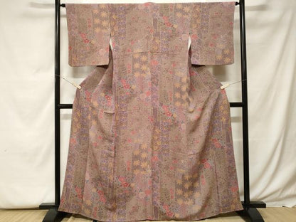 平和屋着物■上質な小紋 切嵌花唐草文 鬼しぼ縮緬 正絹 逸品 CABF9567ev