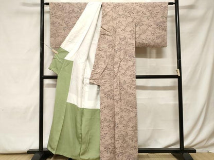 平和屋着物■上質な小紋 流水草花文 正絹 逸品 CABF9568ev