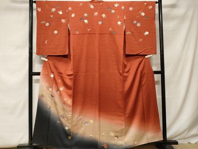 平和屋着物■訪問着 裏菊舞花文 暈し染め 金彩正絹 逸品 CABF9572ev