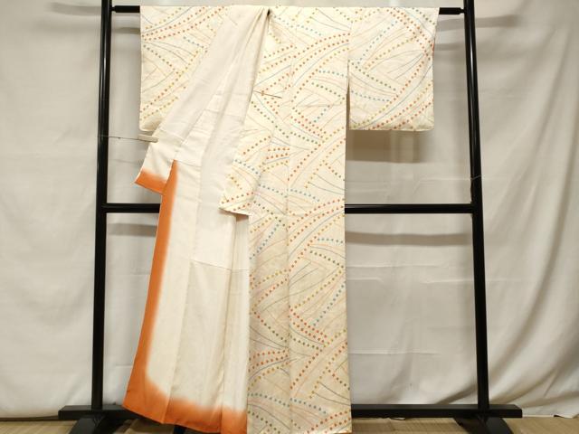 平和屋着物■上質な小紋 絞り 幾何学文 正絹 逸品 未使用 CABF9574ev