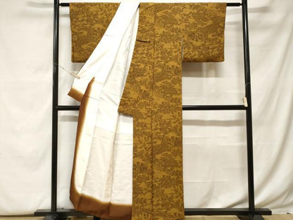 平和屋着物■上質な小紋 土車草花文 鬼しぼ縮緬 正絹 逸品 CABF9576ev
