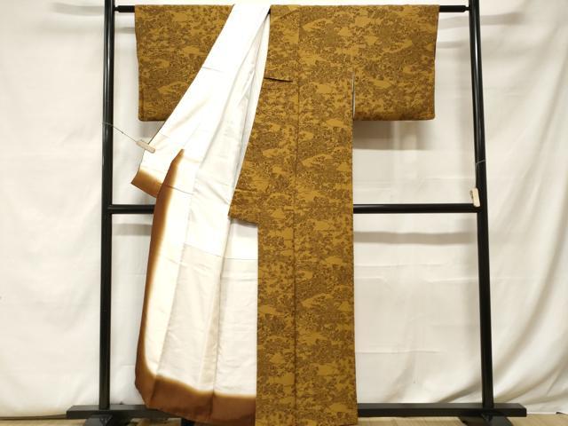 平和屋着物■上質な小紋 土車草花文 鬼しぼ縮緬 正絹 逸品 CABF9576ev