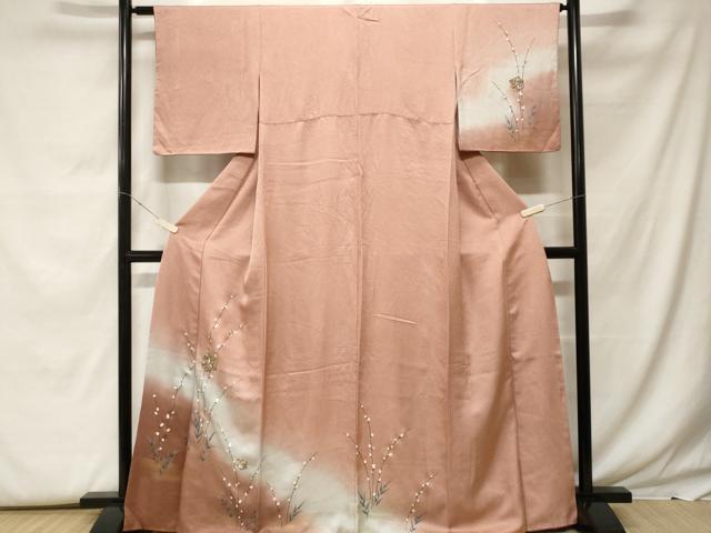 平和屋着物■訪問着　刺繍　枝蕾　亀甲花文　暈し染め　金彩　正絹　逸品　CABF9581ev