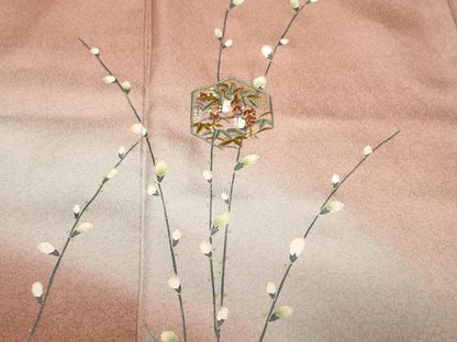平和屋着物■訪問着　刺繍　枝蕾　亀甲花文　暈し染め　金彩　正絹　逸品　CABF9581ev