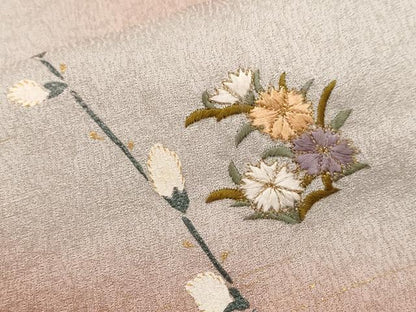 平和屋着物■訪問着　刺繍　枝蕾　亀甲花文　暈し染め　金彩　正絹　逸品　CABF9581ev