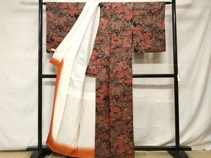 平和屋着物■上質な小紋　流水花鳥文　暈し染め　金彩　正絹　逸品　CABF9585ev