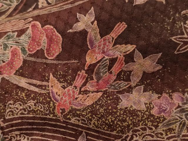 平和屋着物■上質な小紋　流水花鳥文　暈し染め　金彩　正絹　逸品　CABF9585ev