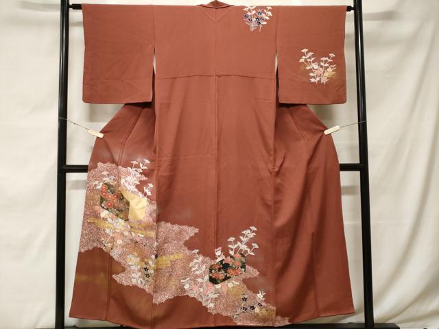 平和屋着物■訪問着　文箱枝花文　暈し染め　金彩　正絹　逸品　CABF9593ev