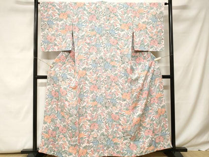 平和屋着物■上質な小紋　枝花文　正絹　逸品　未使用　CABF9595ev