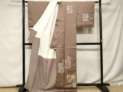 平和屋着物■訪問着　刺繍　色紙重ね枝花文　金彩　正絹　逸品　未使用　CABF9597ev