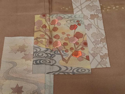 平和屋着物■訪問着　刺繍　色紙重ね枝花文　金彩　正絹　逸品　未使用　CABF9597ev