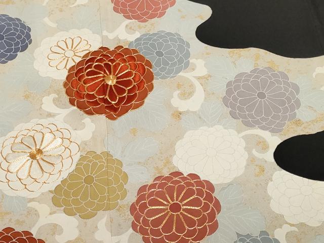 平和屋着物■豪華黒留袖　駒刺繍　菊唐草文　金彩　正絹　逸品　CABF9602ev