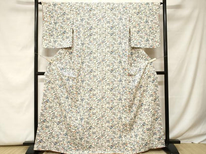平和屋着物■上質な小紋　型染め　風景文　正絹　逸品　CABF9603ev