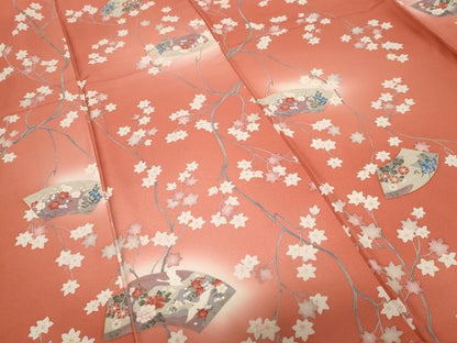 平和屋着物■上質な小紋　地紙飛鶴枝楓文　暈し染め　金彩　正絹　逸品　CABF9604ev