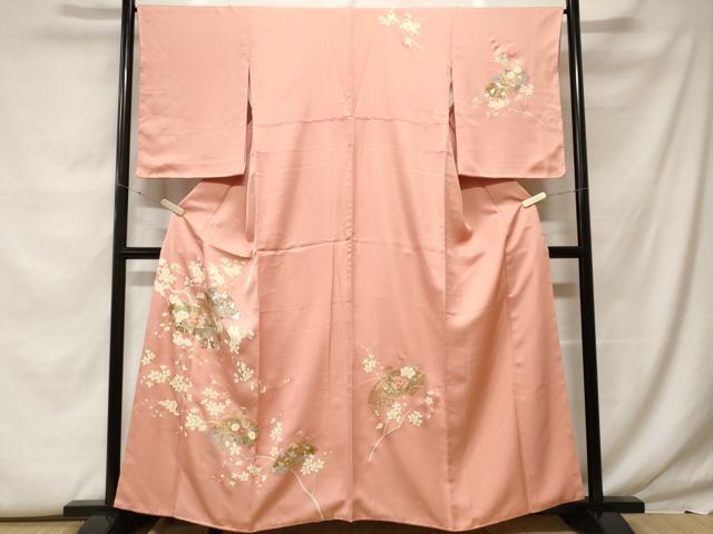 平和屋着物■訪問着　地紙枝花文　金銀彩　正絹　逸品　未使用　CABF9605ev
