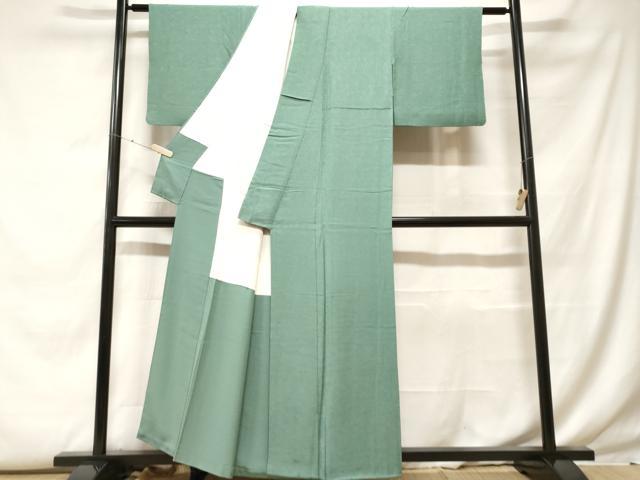 平和屋着物■上質な色無地　切嵌風景地紋　薄青色　正絹　逸品　CABF9606ev