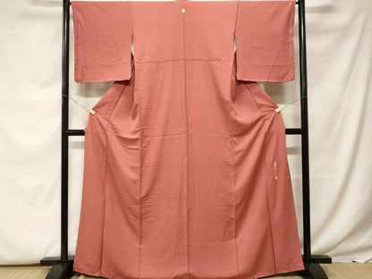 平和屋着物■上質な色無地　霞地紋　蘇芳色　正絹　逸品　CABF9612ev
