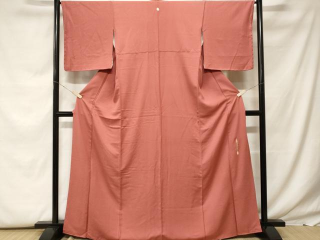 平和屋着物■上質な色無地　霞地紋　蘇芳色　正絹　逸品　CABF9612ev