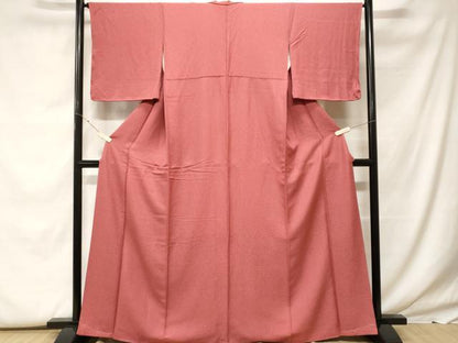 平和屋着物■上質な色無地　霞地紋　紅海老茶色　正絹　逸品　CABF9613ev