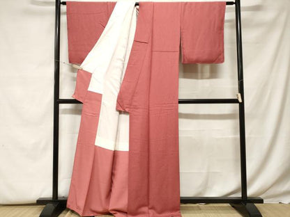 平和屋着物■上質な色無地　霞地紋　紅海老茶色　正絹　逸品　CABF9613ev