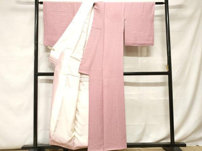 平和屋着物■上質な色無地　霞地紋　紅藤色　正絹　逸品　CABF9614ev