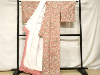 平和屋着物■小紋　更紗枝花文　洗える着物　CABF9629ev