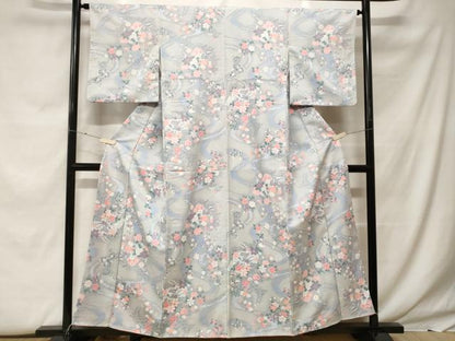 平和屋着物■小紋　流水花文　暈し染め　洗える着物　CABF9638ev