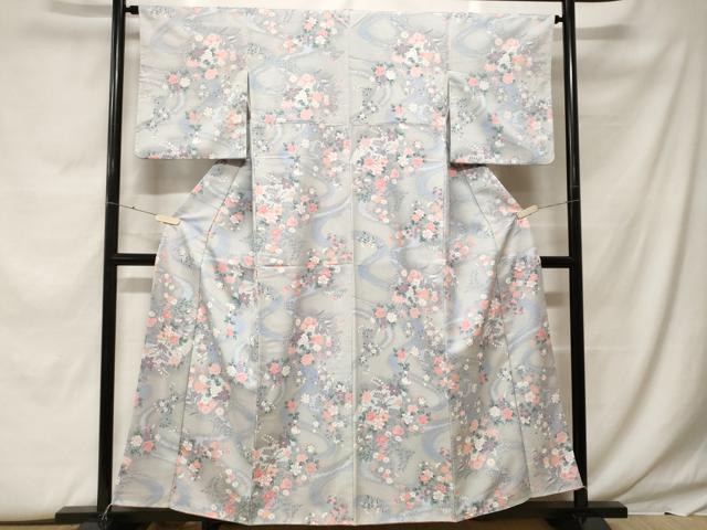 平和屋着物■小紋　流水花文　暈し染め　洗える着物　CABF9638ev