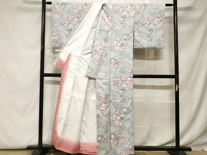 平和屋着物■小紋　流水花文　暈し染め　洗える着物　CABF9638ev