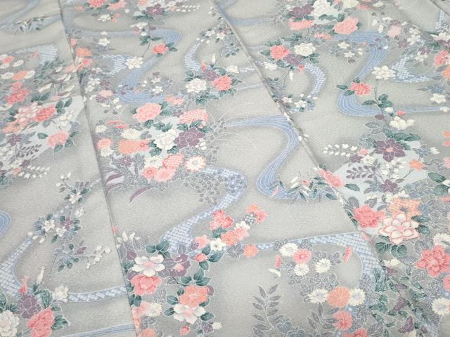 平和屋着物■小紋　流水花文　暈し染め　洗える着物　CABF9638ev
