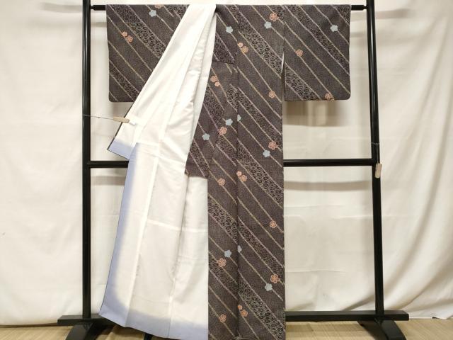 平和屋着物■小紋 斜線舞花文 洗える着物 CABF9648ev