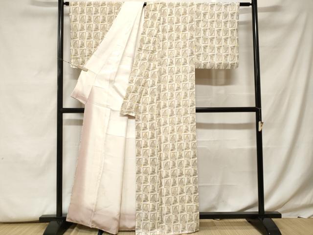 平和屋着物■上質な小紋 幾何学文 正絹 逸品 CABF9657ev