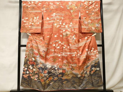 平和屋着物■訪問着 立波籬松竹梅花文 暈し染め 金彩 正絹 逸品 CABF9660ev