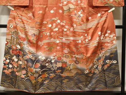 平和屋着物■訪問着 立波籬松竹梅花文 暈し染め 金彩 正絹 逸品 CABF9660ev