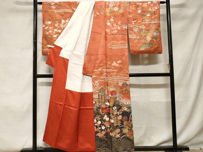 平和屋着物■訪問着 立波籬松竹梅花文 暈し染め 金彩 正絹 逸品 CABF9660ev