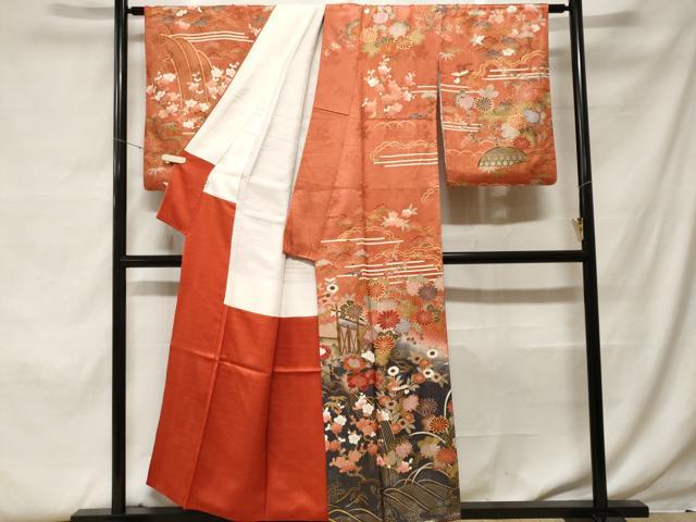 平和屋着物■訪問着 立波籬松竹梅花文 暈し染め 金彩 正絹 逸品 CABF9660ev