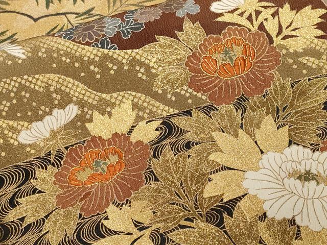 平和屋着物■豪華黒留袖 駒刺繍 流水枝花文 金彩 正絹 逸品 CABF9663ev
