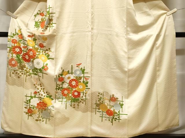平和屋着物■訪問着 駒刺繍 雲取り草花文 正絹 逸品 CABF9668ev