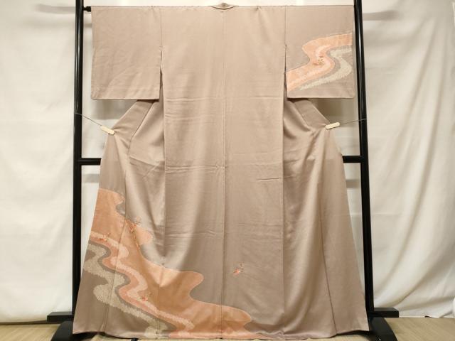 平和屋着物■訪問着 刺繍 絞り 道長草花文 金銀彩 正絹 逸品 CABF9669ev