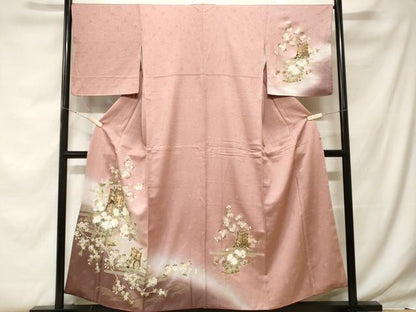 平和屋着物■訪問着 御所車枝花文 暈し染め 金彩 正絹 逸品 CABF9673ev
