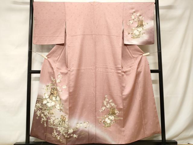 平和屋着物■訪問着 御所車枝花文 暈し染め 金彩 正絹 逸品 CABF9673ev