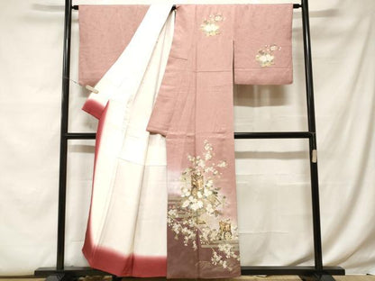 平和屋着物■訪問着 御所車枝花文 暈し染め 金彩 正絹 逸品 CABF9673ev