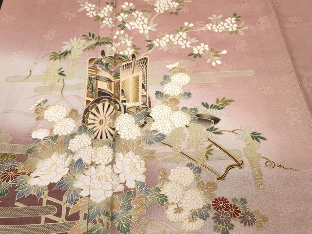 平和屋着物■訪問着 御所車枝花文 暈し染め 金彩 正絹 逸品 CABF9673ev